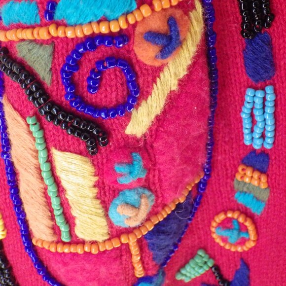 Michael Simon Embellished Red Vest/ Boho/ Beaded & Embroidered/ Size 2 - Picture 7 of 14